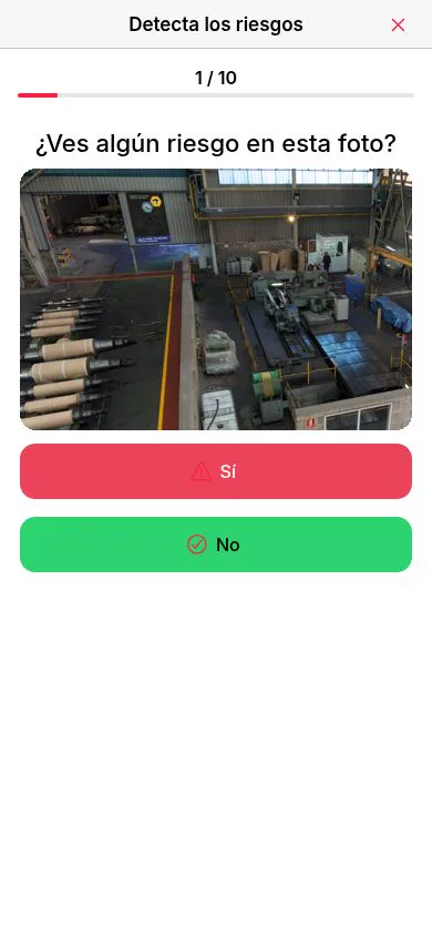 Juego de detectar riesgos en una foto de la planta